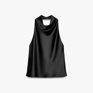 Zara Black Satin Sleeveless Top